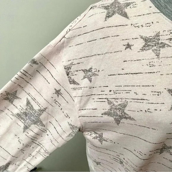 Splendid Pink Gray Star Lounge Sweatshirt Small Cozy Soft Pullover Casual - Picture 12 of 16